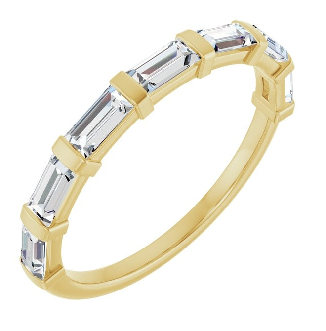 14K Yellow Or White Gold Straight Baguette 4 X 2 Mm Polished 3/4 Ctw Lab-Grown Diamond Anniversary Band Size 7