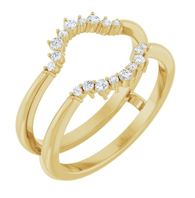 14K Yellow Gold Round 1.1 Mm Polished 1/5 Ctw Lab-Grown Diamond Ring Guard Size 7