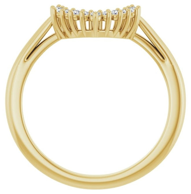 14K Yellow Gold Marquise 12 X 6 Mm Si2-Si3, G-H  Polished .07 Ctw Natural Diamond Matching Band Size 7