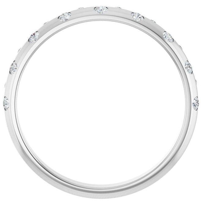 14K White Gold Round 1.5 Mm Vs, F+  Polished 1/6 Ctw Lab-Grown Diamond Anniversary Band Size 7