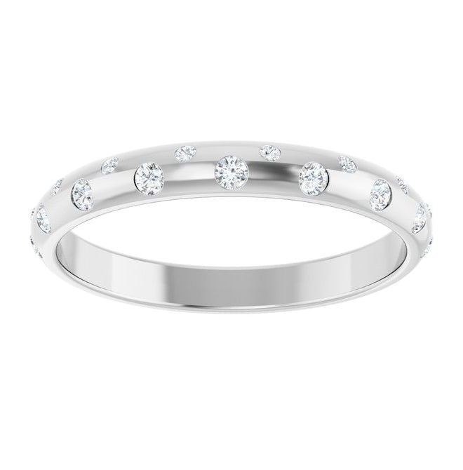 14K White Gold Round 1.5 Mm Vs, F+  Polished 1/6 Ctw Lab-Grown Diamond Anniversary Band Size 7
