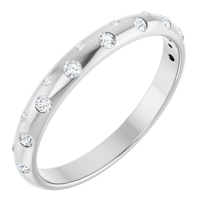 14K White Gold Round 1.5 Mm Vs, F+  Polished 1/6 Ctw Lab-Grown Diamond Anniversary Band Size 7