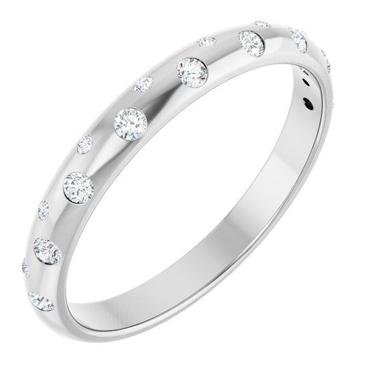 14K White Gold Round 1.5 Mm Vs, F+  Polished 1/6 Ctw Lab-Grown Diamond Anniversary Band Size 7