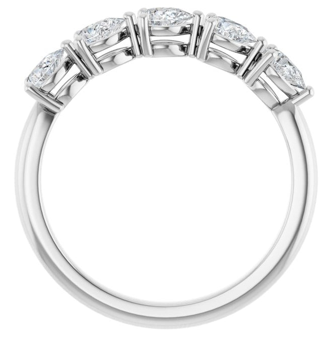 14K Yellow Or White Gold Pear 4 X 3 Mm Polished 3/4 Ctw Lab-Grown Diamond Anniversary Band Size 7