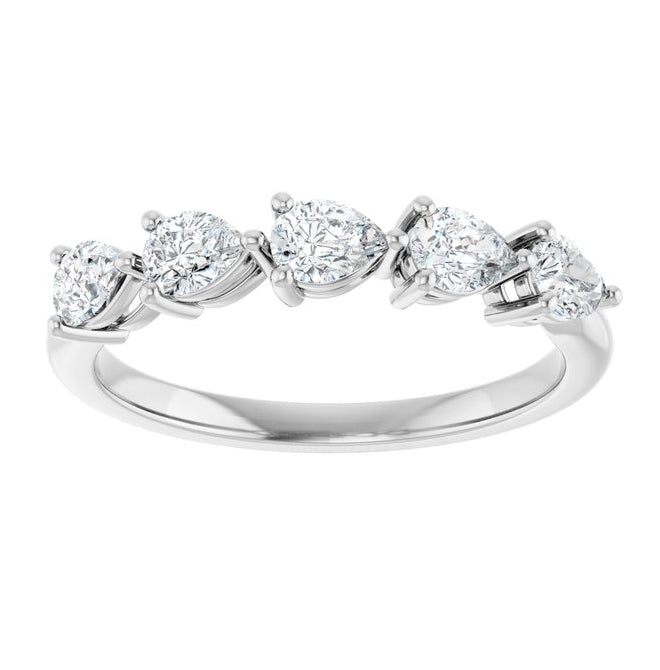 14K Yellow Or White Gold Pear 4 X 3 Mm Polished 3/4 Ctw Lab-Grown Diamond Anniversary Band Size 7