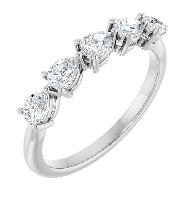 14K Yellow Or White Gold Pear 4 X 3 Mm Polished 3/4 Ctw Lab-Grown Diamond Anniversary Band Size 7