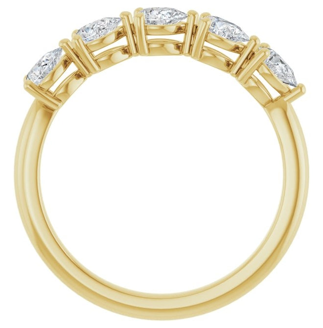 14K Yellow Or White Gold Pear 4 X 3 Mm Polished 3/4 Ctw Lab-Grown Diamond Anniversary Band Size 7