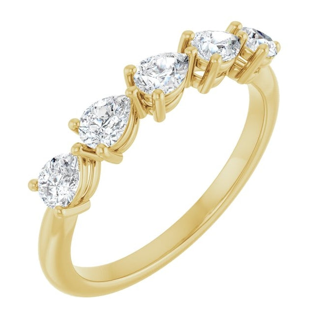 14K Yellow Or White Gold Pear 4 X 3 Mm Polished 3/4 Ctw Lab-Grown Diamond Anniversary Band Size 7