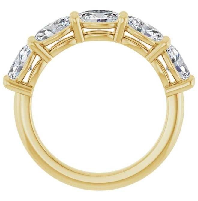 14K Yellow Gold Oval 6 X 4 Mm Polished 2 Ctw Lab-Grown Diamond Anniversary Band Size 7