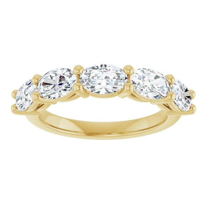 14K Yellow Gold Oval 6 X 4 Mm Polished 2 Ctw Lab-Grown Diamond Anniversary Band Size 7