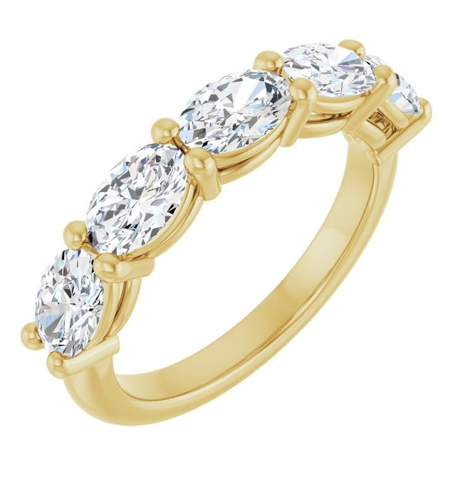 14K Yellow Gold Oval 6 X 4 Mm Polished 2 Ctw Lab-Grown Diamond Anniversary Band Size 7