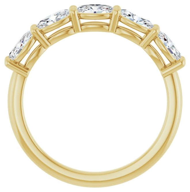 14K Yellow Gold Oval 5 X 3 Mm Polished 1 Ctw Lab-Grown Diamond Anniversary Band Size 7