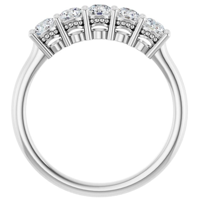14K White Gold Round 3 Mm Polished 1/2 Ctw Lab-Grown Diamond  Anniversary Band Size 7
