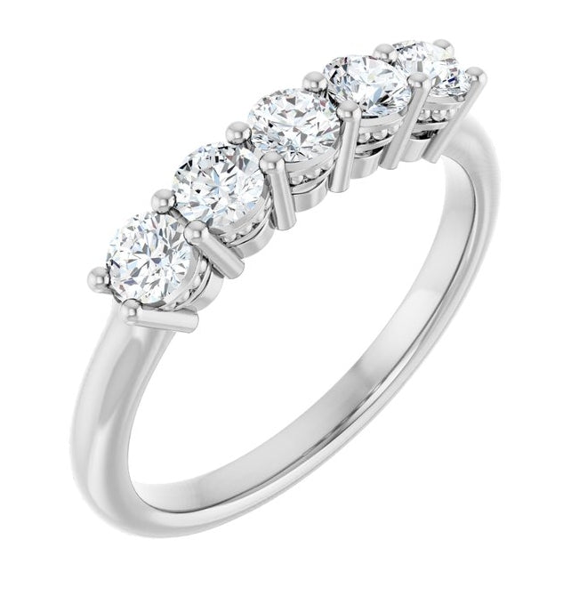 14K White Gold Round 3 Mm Polished 1/2 Ctw Lab-Grown Diamond  Anniversary Band Size 7