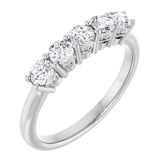 14K White Gold Round 3 Mm Polished 1/2 Ctw Lab-Grown Diamond  Anniversary Band Size 7