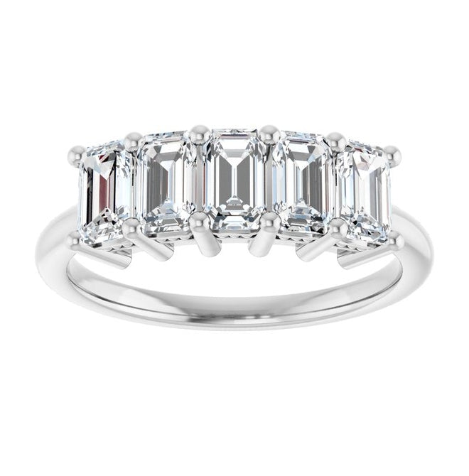14K Yellow Or White Gold Emerald 5 X 3 Mm Polished 1 3/4 Ctw Lab-Grown Diamond Anniversary Band