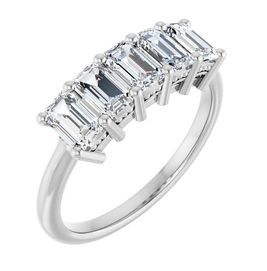 14K Yellow Or White Gold Emerald 5 X 3 Mm Polished 1 3/4 Ctw Lab-Grown Diamond Anniversary Band