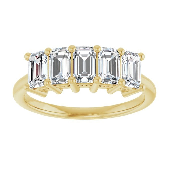 14K Yellow Or White Gold Emerald 5 X 3 Mm Polished 1 3/4 Ctw Lab-Grown Diamond Anniversary Band