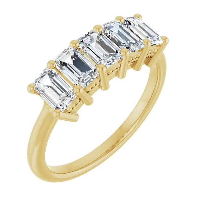 14K Yellow Or White Gold Emerald 5 X 3 Mm Polished 1 3/4 Ctw Lab-Grown Diamond Anniversary Band