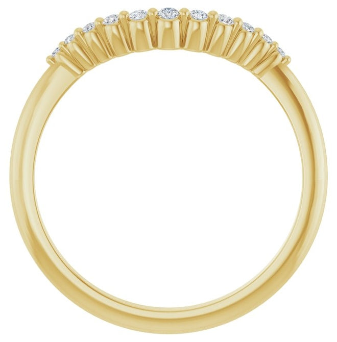 14K Yellow Gold Round 1.5 Mm Polished .08 Ctw Natural Diamond Contour Band Size 7