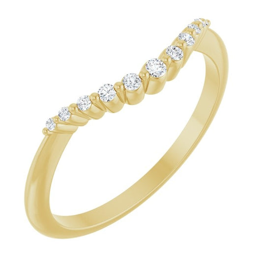 14K Yellow Gold Round 1.5 Mm Polished .08 Ctw Natural Diamond Contour Band Size 7