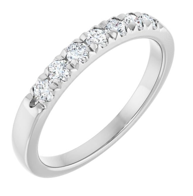 14K Yellow Or White Gold Round 2.25 Mm Polished 1/4 Ctw Lab-Grown Diamond French-Set Anniversary Band Size 7