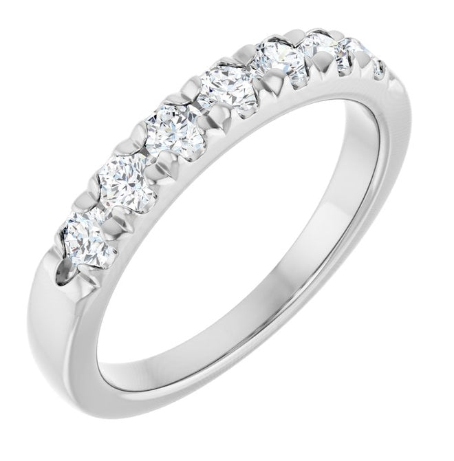 14K White Gold Round 2.75 Mm Polished 1/2 Ctw Lab-Grown Diamond French-Set Anniversary Band Size 7