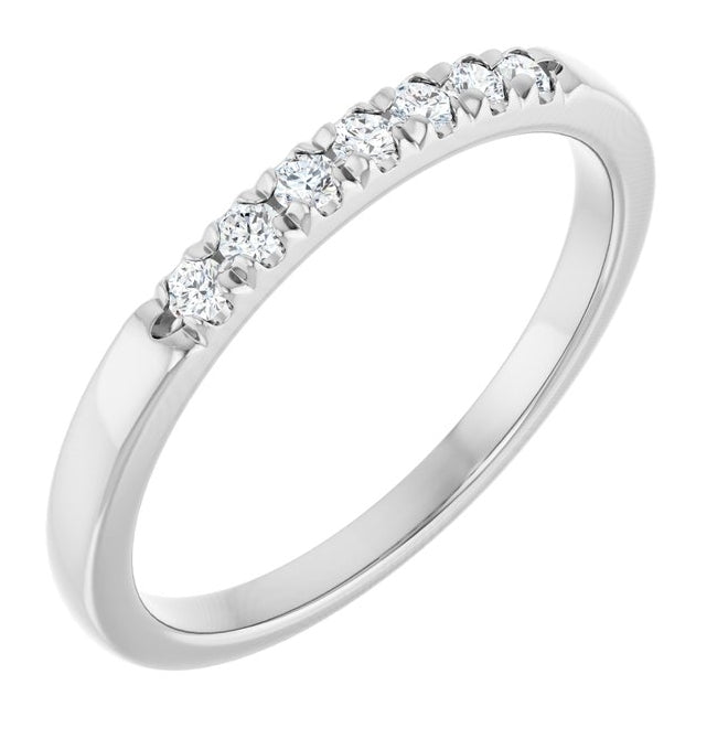 14K Yellow Or White Gold Round 1.7 Mm Polished 1/8 Ctw Lab-Grown Diamond French-Set Anniversary Band Size 7