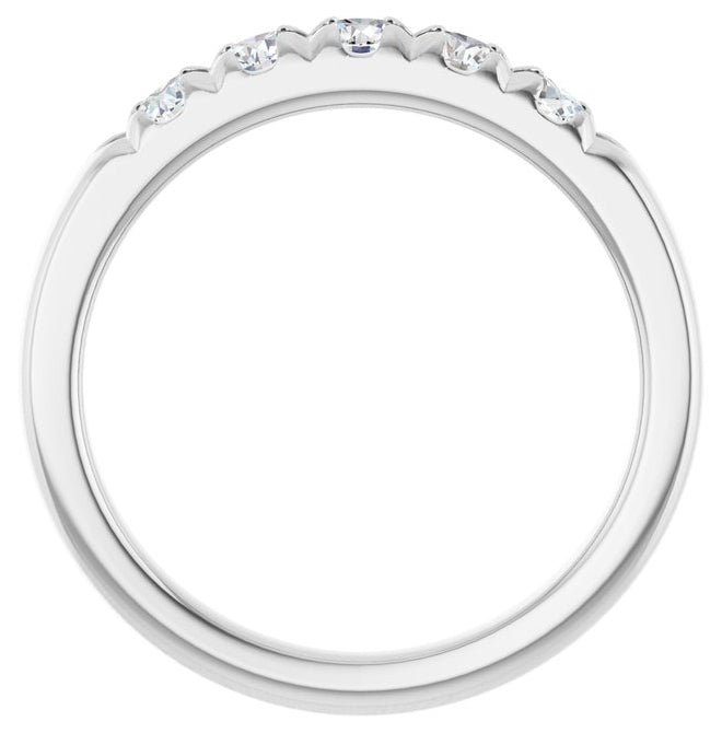 Platinum Round 3 Mm Polished 1/2 Ctw Natural Diamond French-Set Anniversary Band Size 7