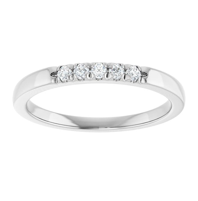 14K Yellow Or White Gold Round 1.75 Mm Polished 1/10 Ctw Lab-Grown Diamond French-Set Anniversary Band