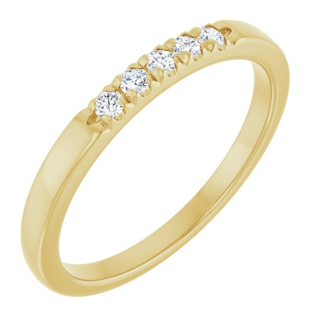 14K Yellow Or White Gold Round 1.75 Mm Polished 1/10 Ctw Lab-Grown Diamond French-Set Anniversary Band