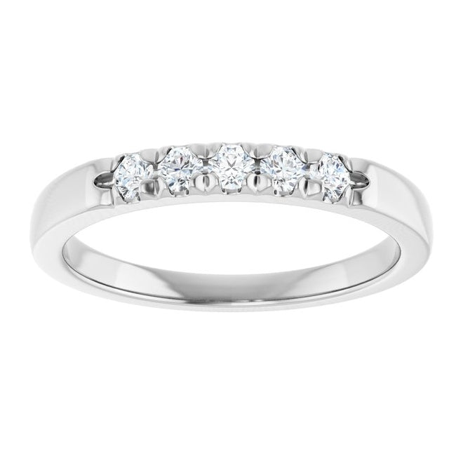 14K Yellow Or White Gold Round 2.25 Mm Polished 1/5 Ctw Lab-Grown Diamond French-Set Anniversary Band