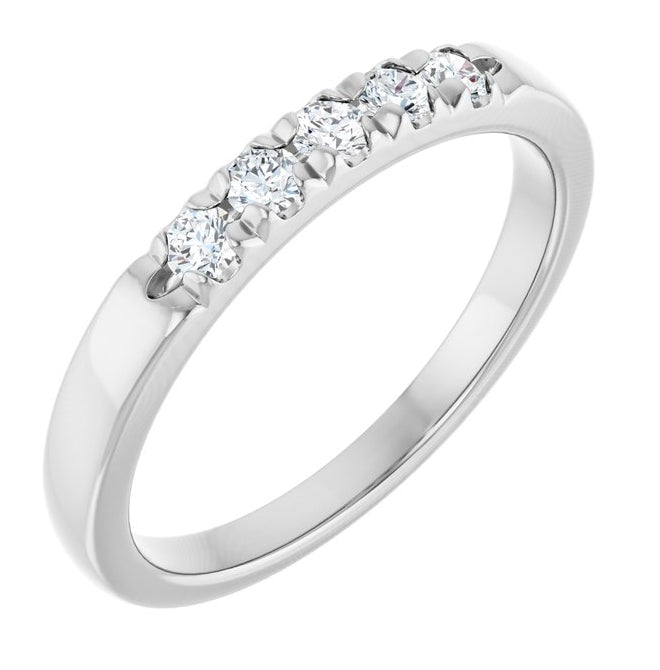 14K Yellow Or White Gold Round 2.25 Mm Polished 1/5 Ctw Lab-Grown Diamond French-Set Anniversary Band