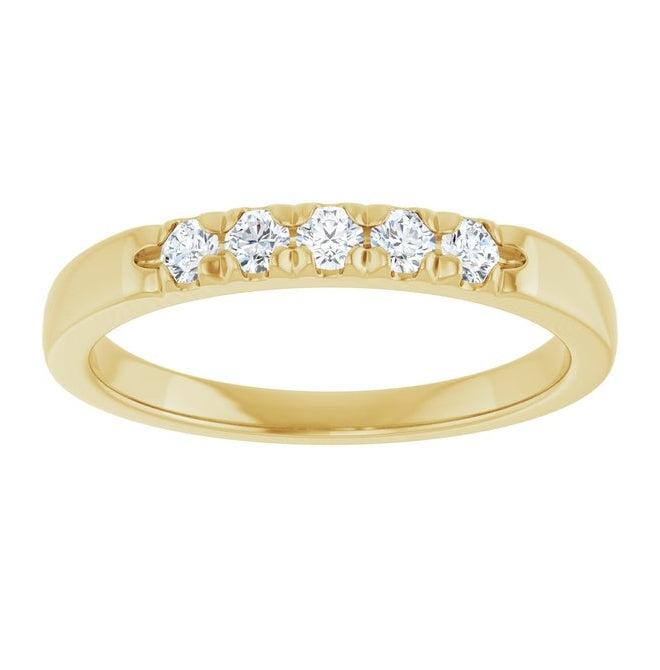 14K Yellow Or White Gold Round 2.25 Mm Polished 1/5 Ctw Lab-Grown Diamond French-Set Anniversary Band