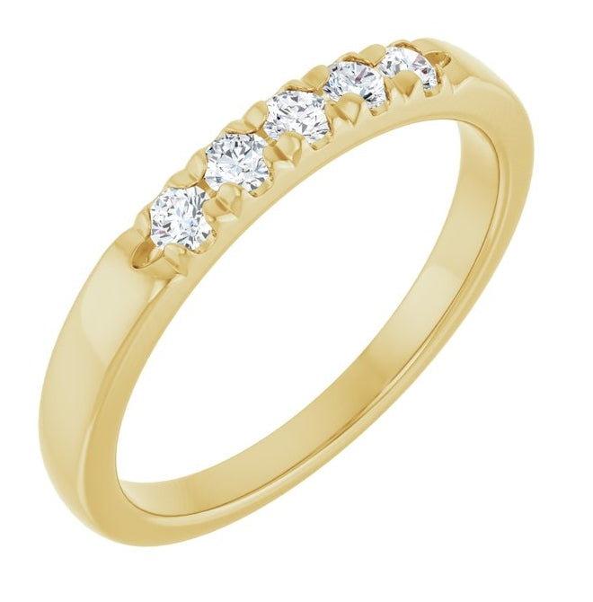 14K Yellow Or White Gold Round 2.25 Mm Polished 1/5 Ctw Lab-Grown Diamond French-Set Anniversary Band