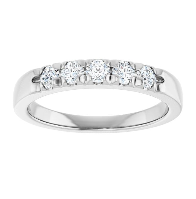 14K Yellow Or White Gold Round 2.75 Mm Polished 1/3 Ctw Lab-Grown Diamond French-Set Anniversary Band
