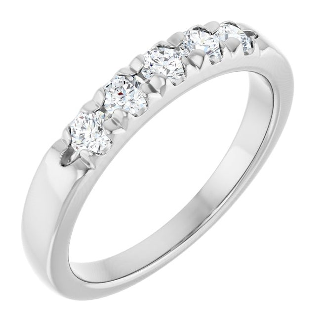 14K Yellow Or White Gold Round 2.75 Mm Polished 1/3 Ctw Lab-Grown Diamond French-Set Anniversary Band
