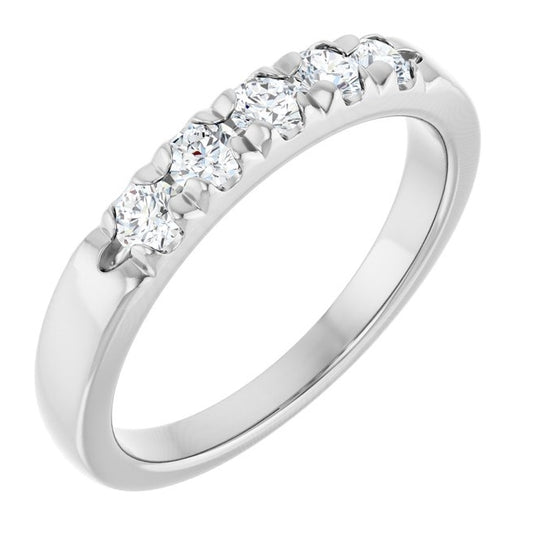 14K Yellow Or White Gold Round 2.75 Mm Polished 1/3 Ctw Lab-Grown Diamond French-Set Anniversary Band