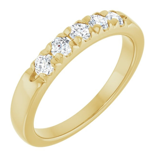 14K Yellow Or White Gold Round 2.75 Mm Polished 1/3 Ctw Lab-Grown Diamond French-Set Anniversary Band