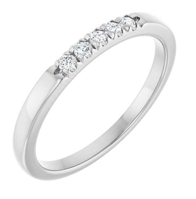 14K Yellow Or White Gold Round 1.7 Mm Polished 1/10 Ctw Lab-Grown Diamond French-Set Anniversary Band
