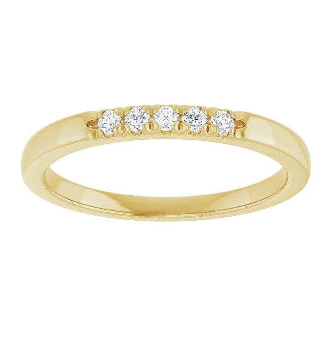 14K Yellow Or White Gold Round 1.7 Mm Polished 1/10 Ctw Lab-Grown Diamond French-Set Anniversary Band