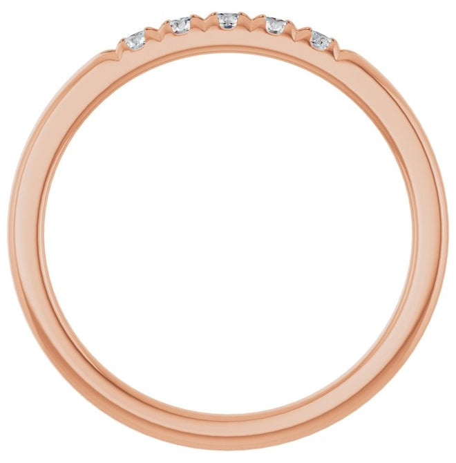 10K Rose Gold Round 2 Mm Polished 1/6 Ctw Lab-Grown Diamond French-Set Anniversary Band Size 7