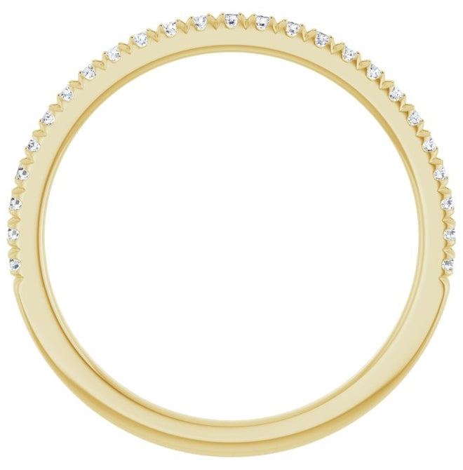 14K Yellow Gold Round Si2-Si3, G-H Polished 1/5 Ctw Natural Diamond French-Set Anniversary Band Size 7