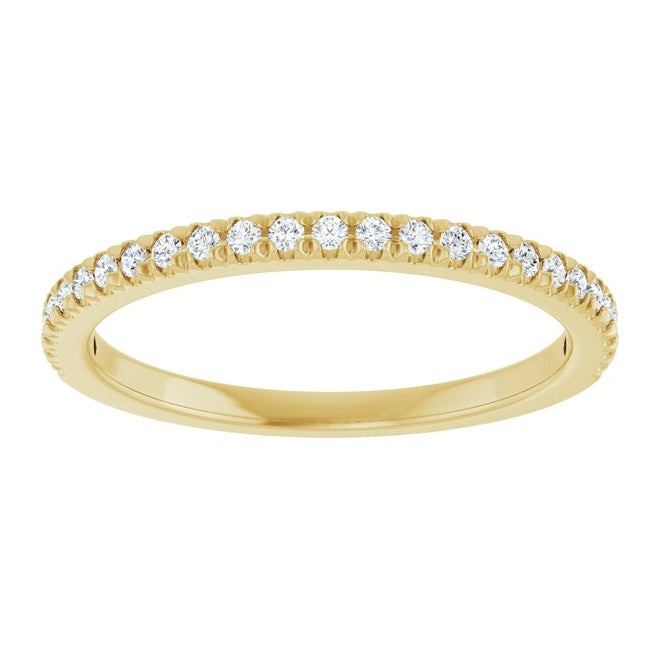 14K Yellow Gold Round Si2-Si3, G-H Polished 1/5 Ctw Natural Diamond French-Set Anniversary Band Size 7