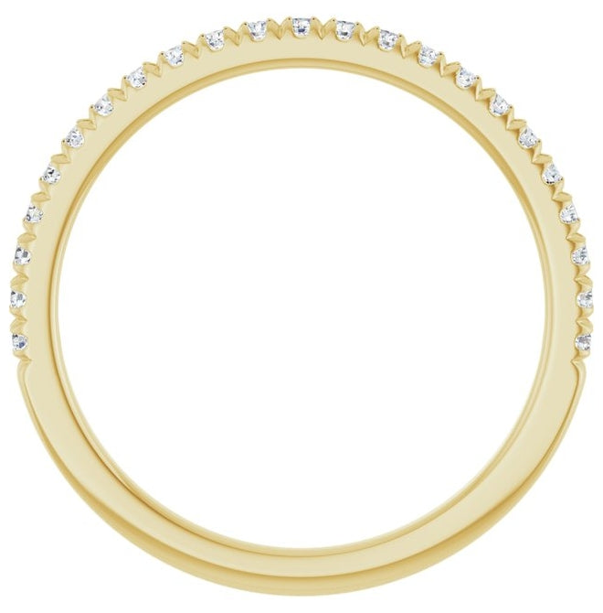 14K Yellow Gold Round Si2-Si3, G-H Polished 1/5 Ctw Natural Diamond French-Set Anniversary Band Size 7