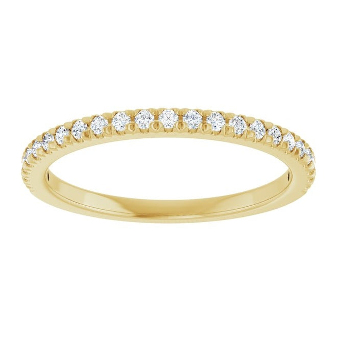 14K Yellow Gold Round Si2-Si3, G-H Polished 1/5 Ctw Natural Diamond French-Set Anniversary Band Size 7