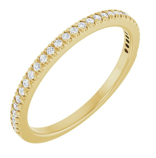 14K Yellow Or White Gold Round Vs, F+ Polished Lab-Grown Diamond French-Set Anniversary Band Size 7
