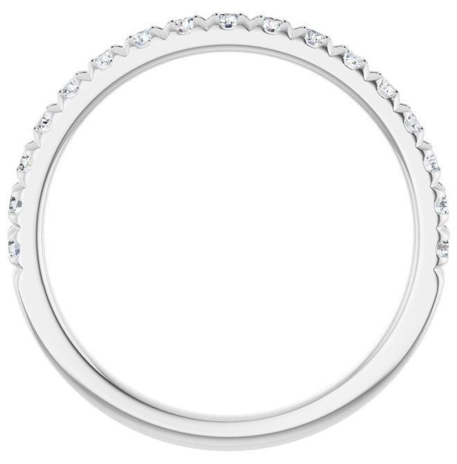 14K Yellow Or White Gold Round Vs, F+ Polished Lab-Grown Diamond French-Set Anniversary Band Size 7