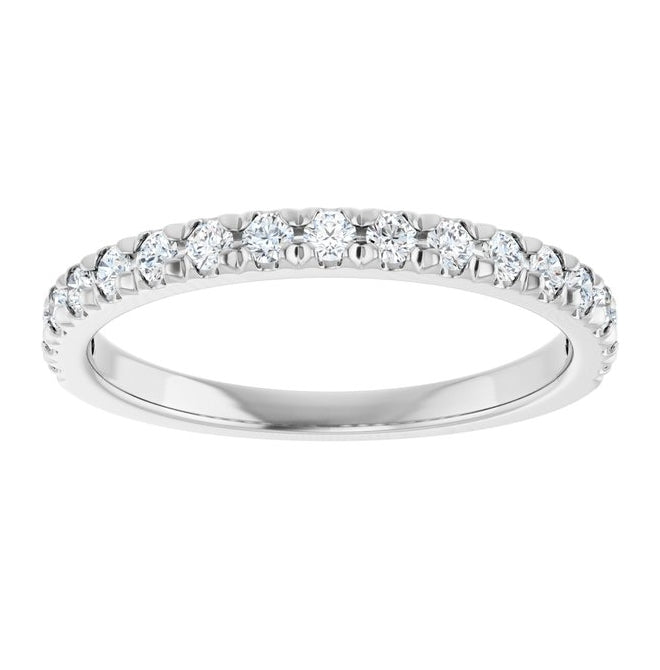 14K Yellow Or White Gold Round Vs, F+ Polished Lab-Grown Diamond French-Set Anniversary Band Size 7