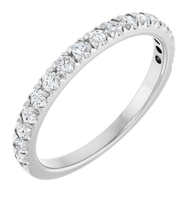 14K Yellow Or White Gold Round Vs, F+ Polished Lab-Grown Diamond French-Set Anniversary Band Size 7